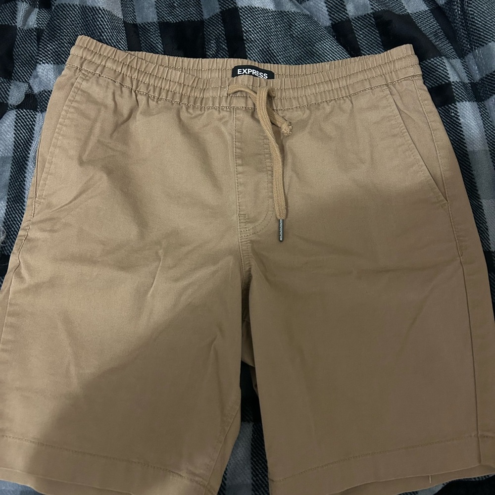 Express Men's Khaki Flat Front Shorts